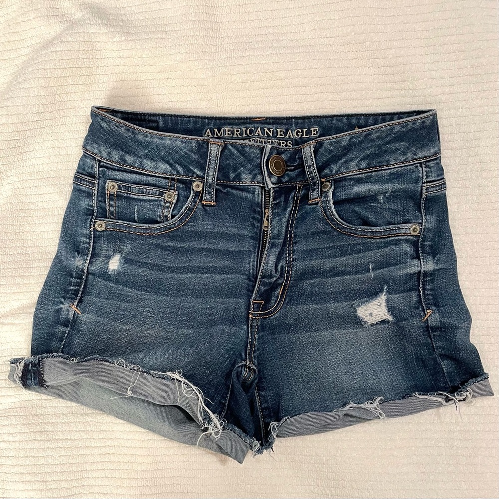 American Eagle Outfitters Blue Jean Shorts Distressed